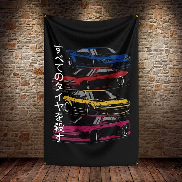 JDM Car Flag Polyester Printed Car Flags