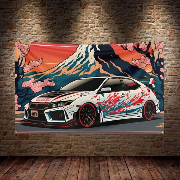 JDM Car Flag Polyester Printed Car Flags